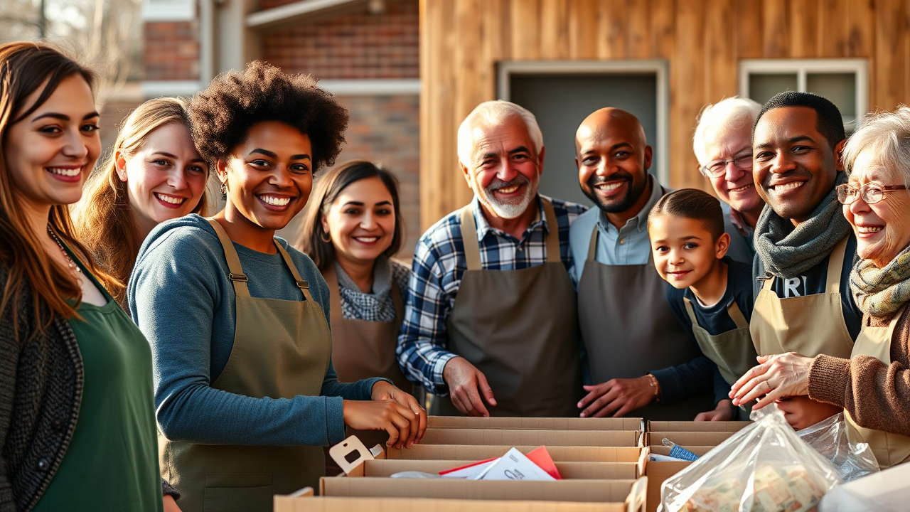 A multigenerational church community serving together